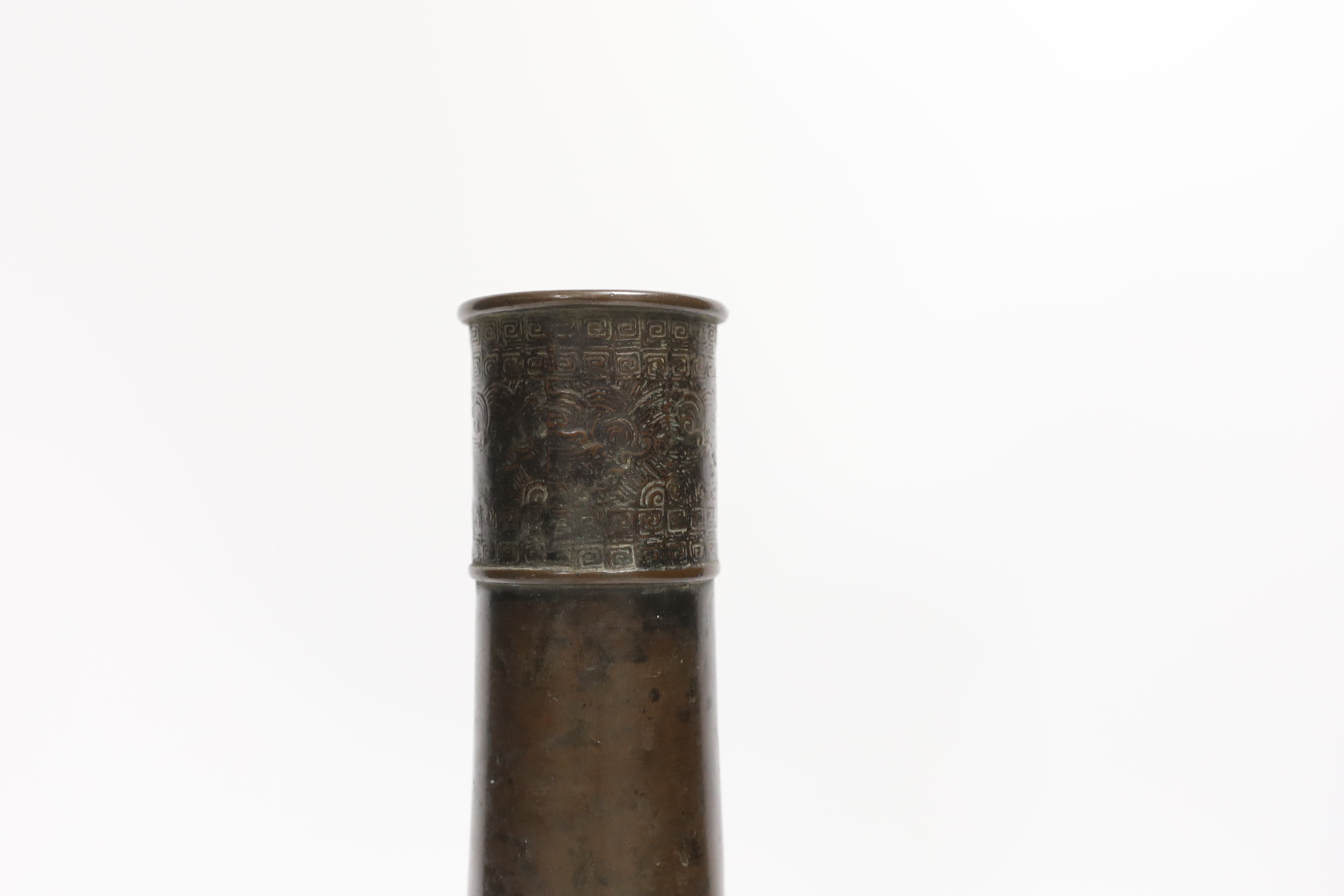 A Chinese bronze bottle vase, Song-Ming dynasty, 23cm